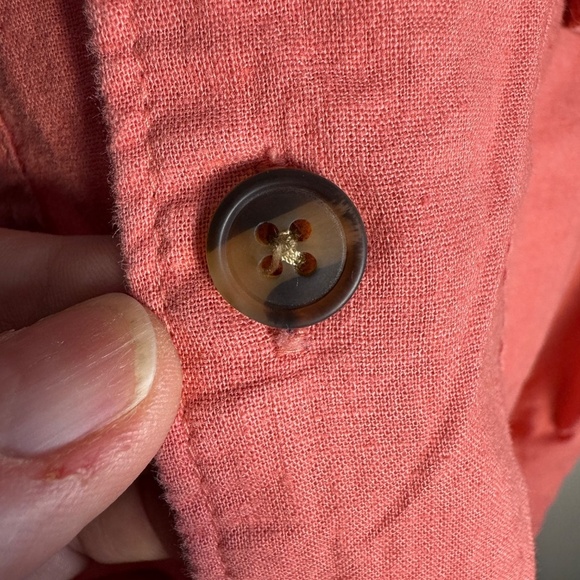 Old Navy Linen Blend Men's Short Sleeve Button Up Camp Shirt Coral Size Large - Picture 5 of 13